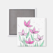 Whimsische rosa Wasserfarben-Blumen Magnet (Vorderseite/Rückseite)