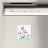 Whimsische rosa Wasserfarben-Blumen Magnet (In Situ (Geschirrspüler))