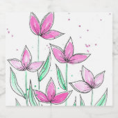 Whimsische rosa Wasserfarben-Blumen Schaumweinetikett (Einzelnes Label)