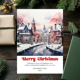 Whimsische rustikale Weihnachtsszene, leuchtende S Feiertagskarte