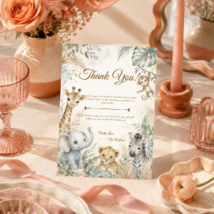 Whimsische Safari-Baby-Party Dankeschön Dankeskarte
