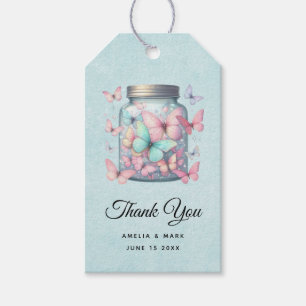 Whimsische Schmetterlinge in einem Hochzeitsglas Geschenkanhänger