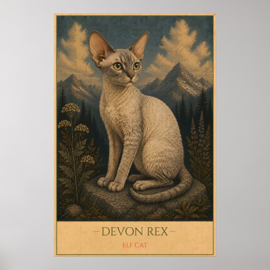 Whimsische Schönheit: Devon Rex Poster (Vorne)