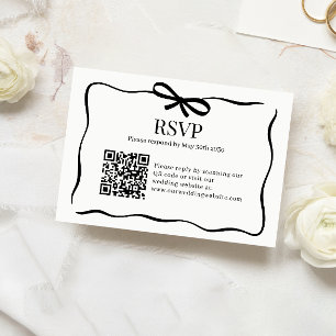 Whimsische schwarze Fliege Hochzeit QR Code Rsvp Karte