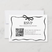 Whimsische schwarze Fliege Hochzeit QR Code Rsvp Karte (Vorderseite)