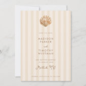 Whimsische Shell-Monogramm-Küstenhochzeit Save The Date (Vorderseite)