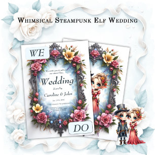 Whimsische Steampunk-Elfen-Hochzeit Einladung