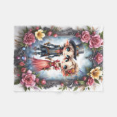 Whimsische Steampunk-Elfen-Hochzeit Fleecedecke (Vorderseite (Horizontal))