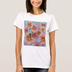 Whimsische Stockrosen-Blüten-Fotocollage T-Shirt