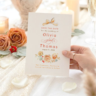 Whimsische süße erdige Blumen-Schleife Save-the-Da Save The Date