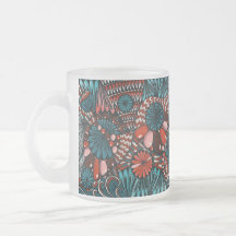 Whimsische Teal-Korallen-Oriental-Tapete Zentangle
