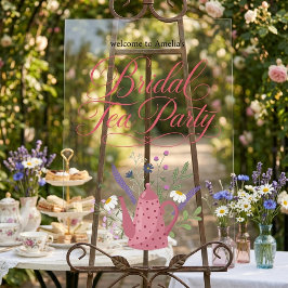 Whimsische Teekanne-Braut-Teeparty-Acrylsign Acrylschild