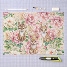Whimsische Vintage-Blumen- und Tier-Decoupage Seidenpapier