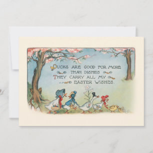 Whimsische Vintage-Osterentenfamilie Feiertagskarte