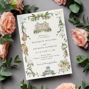 Whimsische Vintage-Regency-Romanze-Gartenhochzeit Einladung