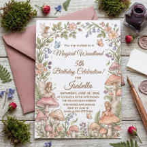 Whimsische Waldfee Aquarell 5. Geburtstag