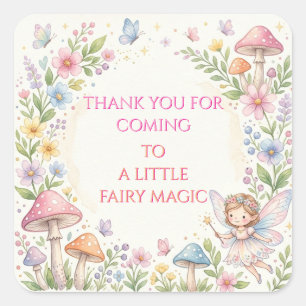 Whimsische Waldfee Aquarell 5. Geburtstag Quadratischer Aufkleber