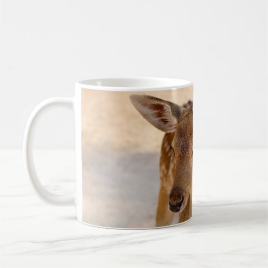 Whimsische Waldhirsch-Fotografie Kaffeetasse (Links)