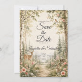 Whimsische Waldhochzeit Save The Date (Vorderseite)