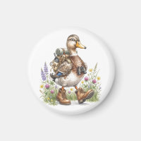 Whimsische Wandenten-illustration mit Rucksack