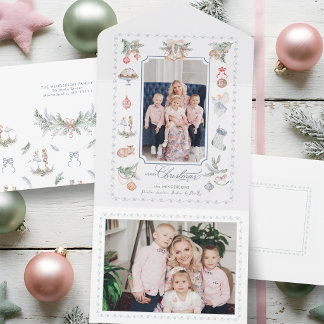 Whimsische Wasserfarbe-Weihnachtselemente Foto All In One Einladung