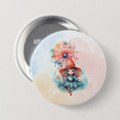 Whimsische Wasserfarben-Hexen-Fantasy-Kunst-Passun Button (Vorne & Hinten)