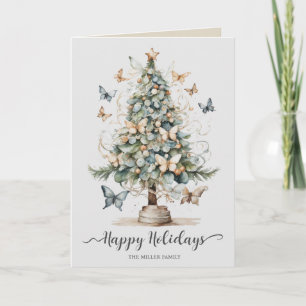 Whimsische Weihnachtskarte mit Schmetterling und B Feiertagskarte