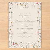 Whimsische Wildblumen-Blumen-Boho-Baby-Party Acryleinladungen (Vorderseite)