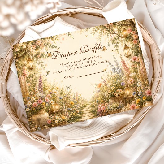 Whimsische Wildblumen-Boho-Windel-Raffle Begleitkarte