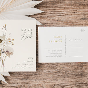 Whimsische Wildblumen Elfenbein Hochzeitseinladung Einladungspostkarte