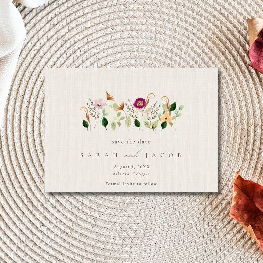Whimsische Wildblumen-Hochzeit Save The Date