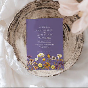 Whimsische Wildblumen-Lavendel-Boho-Hochzeit Einladung