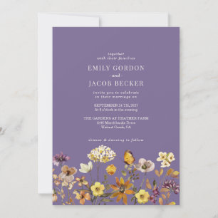 Whimsische Wildblumen-Lavendel-Hochzeit im Boho-St Einladung