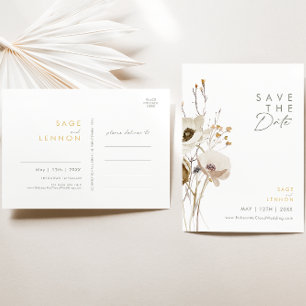 Whimsische Wildblumen Save The Date Postkarte