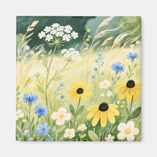 Whimsische Wildblumenwiese Magnet (Vorne)