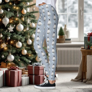 Whimsische Winter-Pinguin-Art-Nouveau-Schneeflocke Leggings