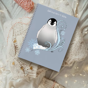 Whimsische Winter-Pinguin-Art-Nouveau-Schneeflocke Notizblock
