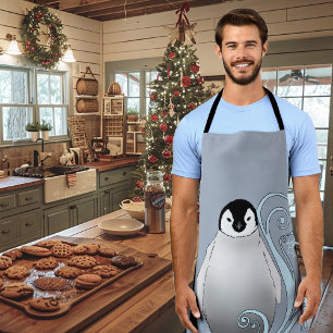Whimsische Winter-Pinguin-Art-Nouveau-Schneeflocke Schürze