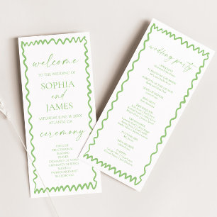 Whimsische Zitrus-Grüne Wellenrand-Hochzeit Programm