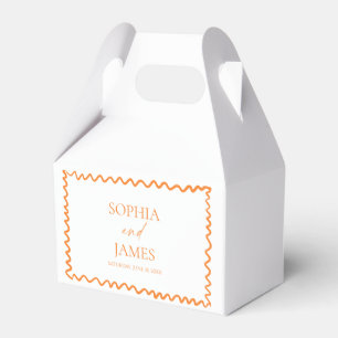 Whimsische Zitrus-Orange-Wellige-Rand-Hochzeit Geschenkschachtel