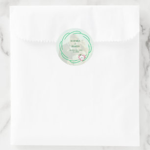 Whimsische Zitrus- und Grüne-Blumen-Hochzeit Runder Aufkleber