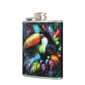 Whimsischer Abstrakt Toucan Bird Toucans Aquamarin Flachmann (Links)