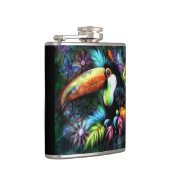 Whimsischer Abstrakt Toucan Bird Toucans Aquamarin Flachmann (Rechts)