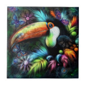 Whimsischer Abstrakt Toucan Bird Toucans Aquamarin Fliese (Vorderseite)