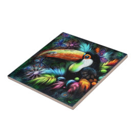Whimsischer Abstrakt Toucan Bird Toucans Aquamarin Fliese