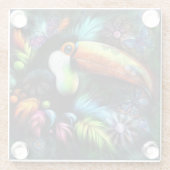 Whimsischer Abstrakt Toucan Bird Toucans Aquamarin Glasuntersetzer (Rückseite)