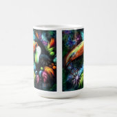 Whimsischer Abstrakt Toucan Bird Toucans Aquamarin Kaffeetasse (Mittel)