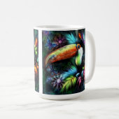 Whimsischer Abstrakt Toucan Bird Toucans Aquamarin Kaffeetasse (VorderseiteRechts)