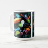 Whimsischer Abstrakt Toucan Bird Toucans Aquamarin Kaffeetasse (Vorderseite Links)