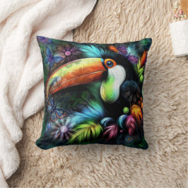 Whimsischer Abstrakt Toucan Bird Toucans Aquamarin Kissen